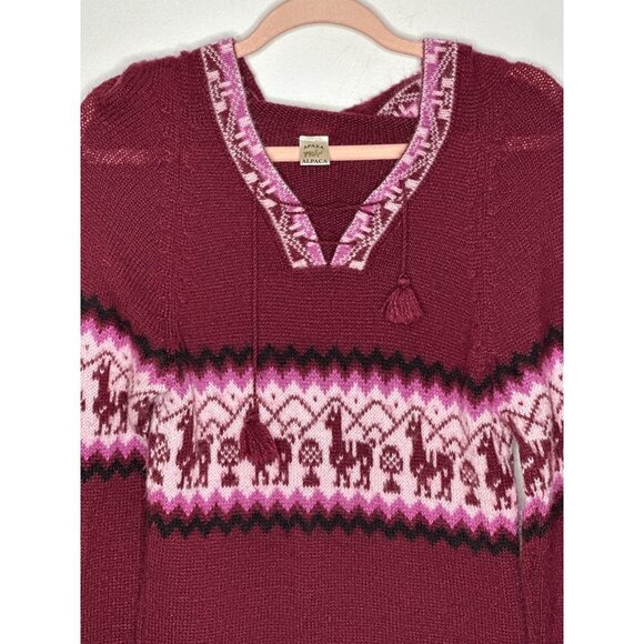 Elegant Burgundy V-Neck Sweater with Fringe - Picture 3 of 8